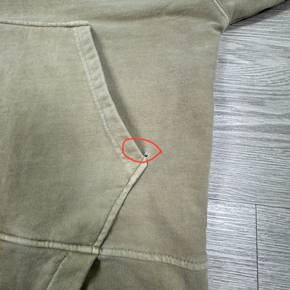 7 For All Mankind Womens Hoodie Tan Large Longline Asymmetrical Pullover Pocket - Picture 6 of 8